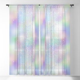 Pretty Holographic Glitter Rainbow Sheer Curtain