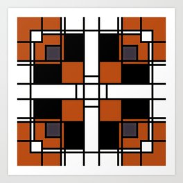 Neoplasticism symmetrical pattern in tangelo Art Print