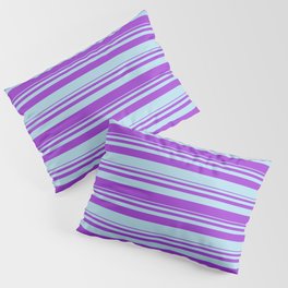 [ Thumbnail: Dark Orchid & Light Blue Colored Stripes/Lines Pattern Pillow Sham ]