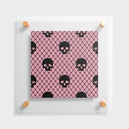 Black skulls Lace Gothic Pattern on Blush Pink Floating Acrylic Print