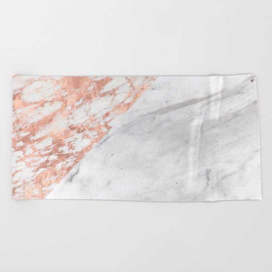 Massarosa Marchionne Bianco rose gold marble Beach Towel