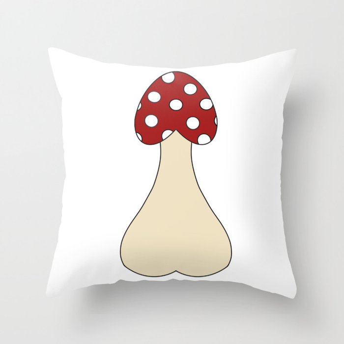 Red Mushroom Throw Pillow