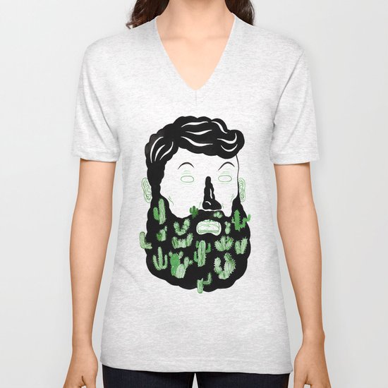 Cactus Beard Dude Unisex V-Neck