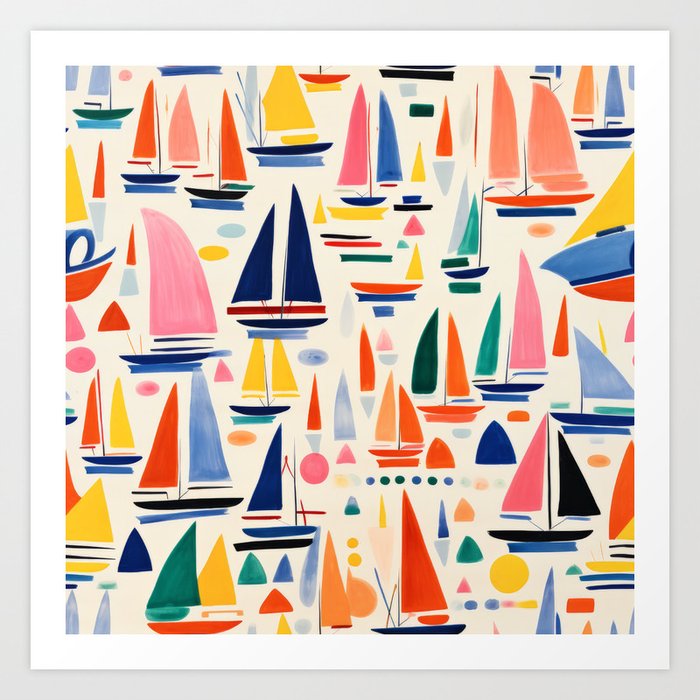 Hand-painted Sailboats Art Print