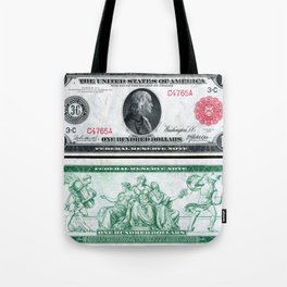 1914 $100 Dollar Bill Federal Reserve Note with a portrait of Benjamin Franklin Tote Bag