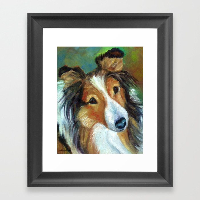 Shetland Sheepdog - Pretty Holly Framed Art Print