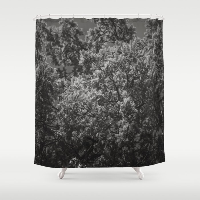 Jungle Leaves - Black and White - Real Tree #6 Shower Curtain