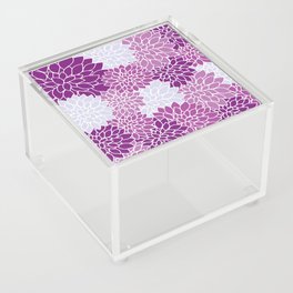 White and Purple Floral Pattern Design Acrylic Box