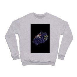 Map of Saint Helena, Polygonal mesh line map, flag map Crewneck Sweatshirt