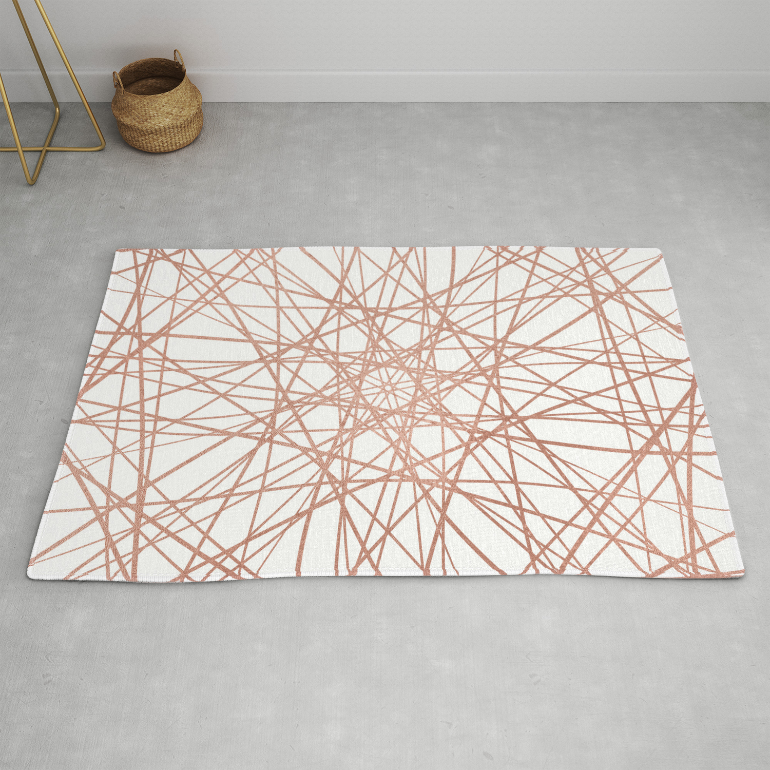 Geometric Elegant Rose Gold Abstract Art Rug By Eclectic Art