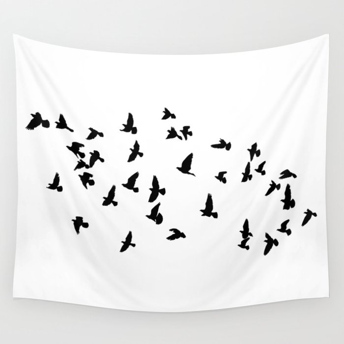 Flock of flying birds Wall Tapestry