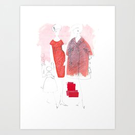 Genuine 1960s fashion illustration- pink! Art Print