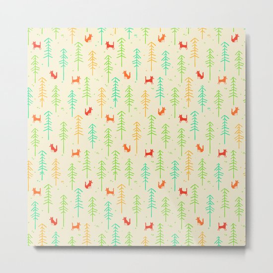Foxes hiding in the forest Metal Print
