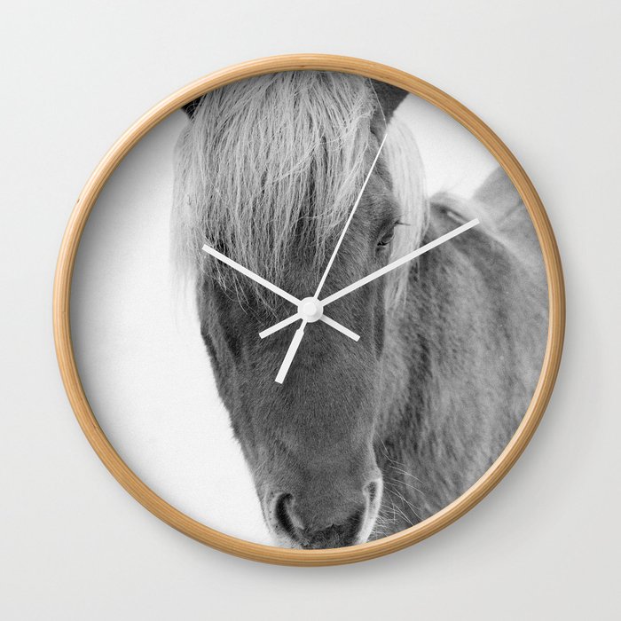Black and White Icelandic Horse Wall Clock