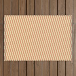 [ Thumbnail: Dark Salmon and Pale Goldenrod Colored Lined Pattern Outdoor Rug ]