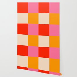 Gingham Abstract Retro 70s Checkered Pattern Wallpaper