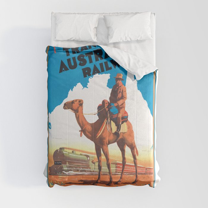 1933 AUSTRALIA Trans Australian Railway Travel Poster Comforter