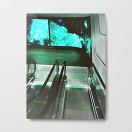 Wynyard Escalators Metal Print | Glow, Futuristic, Neongrunge, Blueaesthetics, Neon, Photo, Grunge, Vaporwave, Mallsoft, Cyberpunk 
