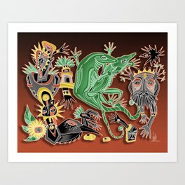 dancing geckos Art Print
