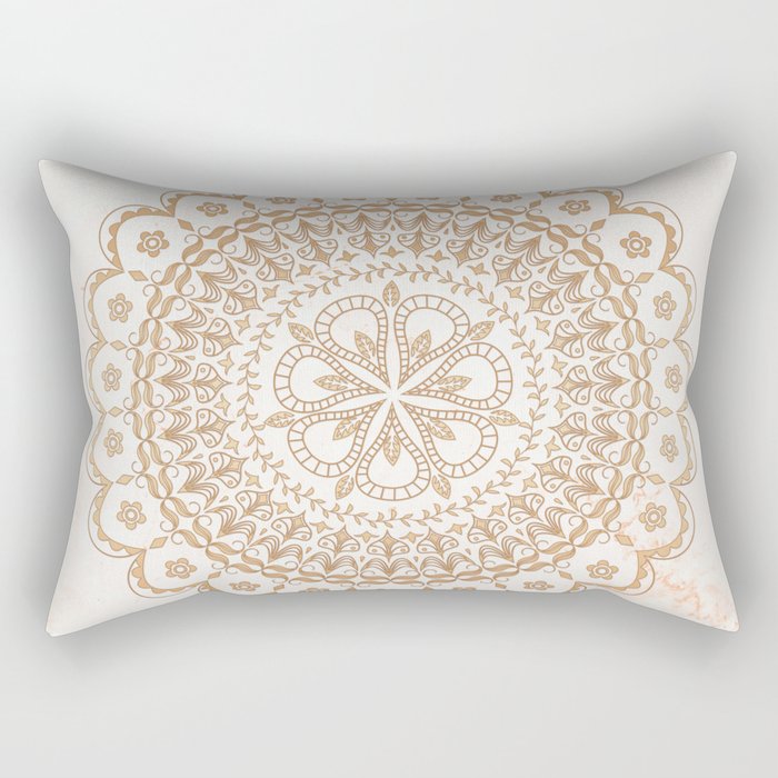 Cream gold mandala and marble Rectangular Pillow