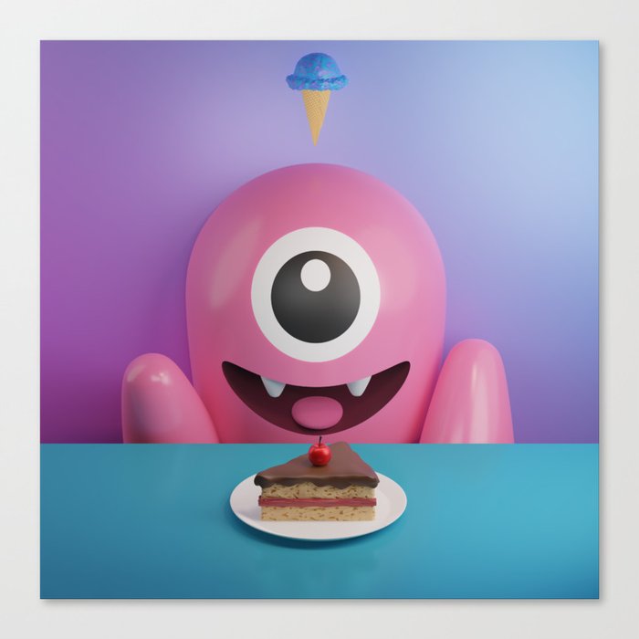 Little Monster Snack Time Canvas Print