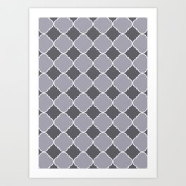 Pantone Lilac Gray Ornamental Moroccan Tile Pattern with White Border Art Print