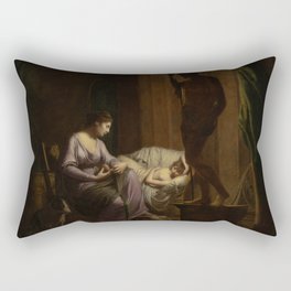 Joseph Wright of Derby - Penelope Unraveling Her Web Rectangular Pillow