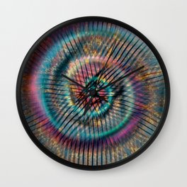 Color Sound-2 (rainbow gasoline spiral splatter) Wall Clock