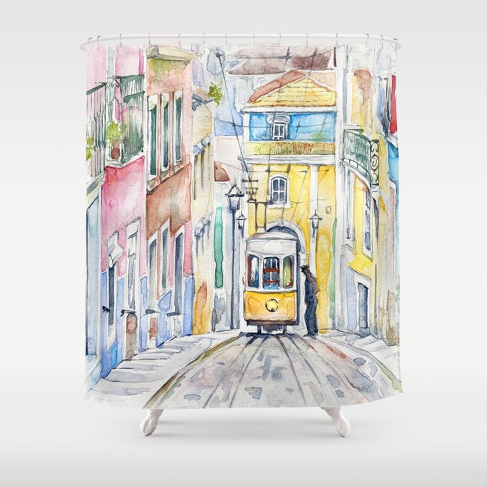 Lisbon Tram Shower Curtain