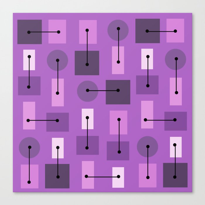 Atomic Age Simple Shapes Purple Canvas Print