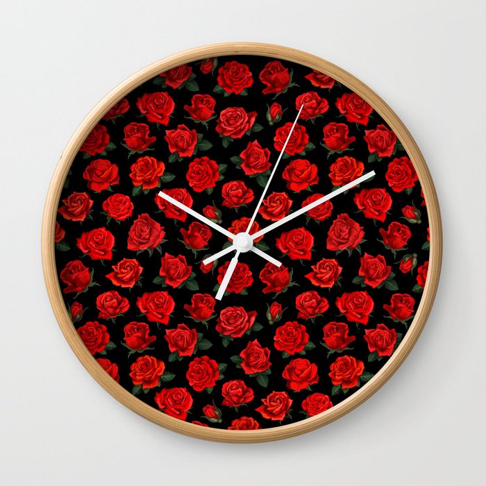 patterned roses Wall Clock