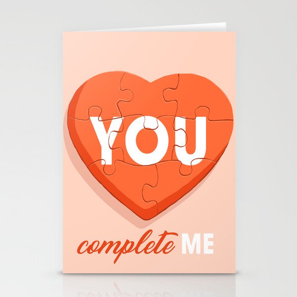You Complete Me - Puzzle Heart Stationery Cards
