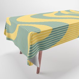 Modern Abstract Pattern 15 Liquid Swirl in Mustard Green Tablecloth