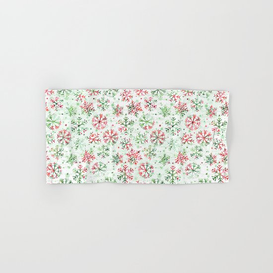 Red Green Snowflakes Hand & Bath Towel