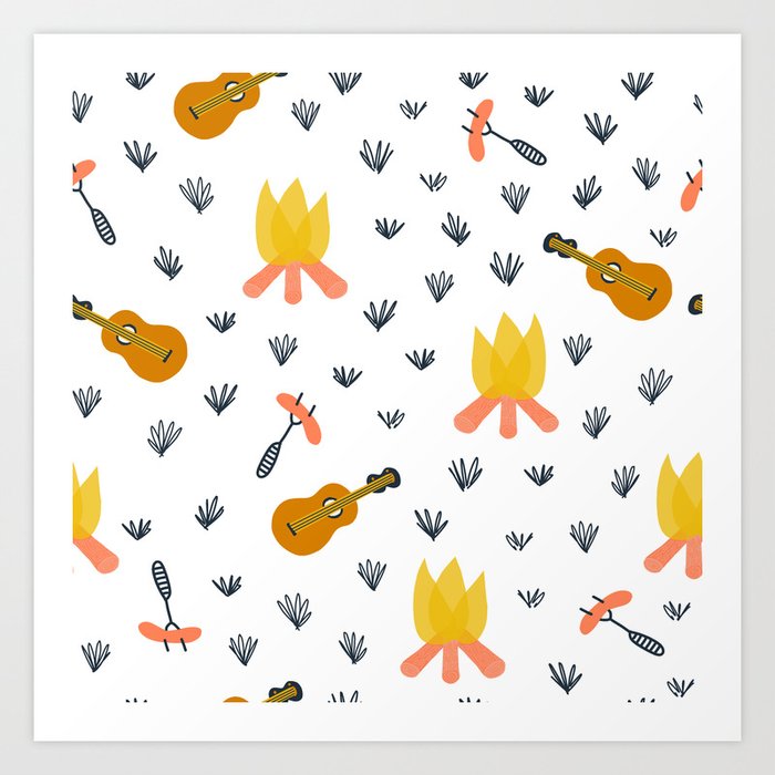 Campfire Bonfire Pattern Art Print