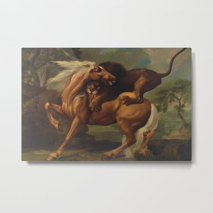 Classical Masterpiece, Circa 1762, Lion Attacking Horse by George Stubbs Metal Print