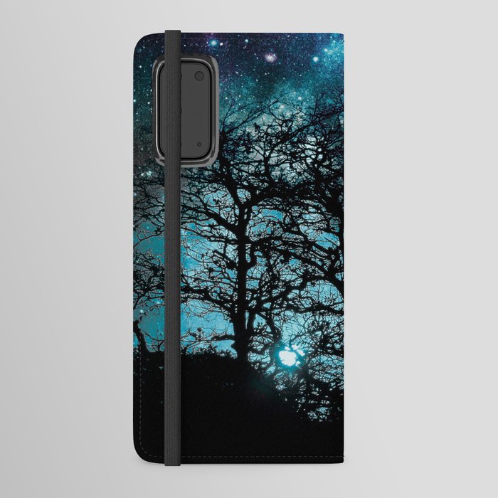 Black Trees Teal Violet space Android Wallet Case