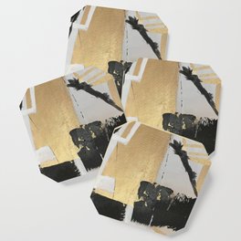 Gold leaf black abstract Coaster