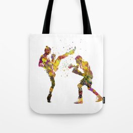 muay thai karate in watercolor Tote Bag