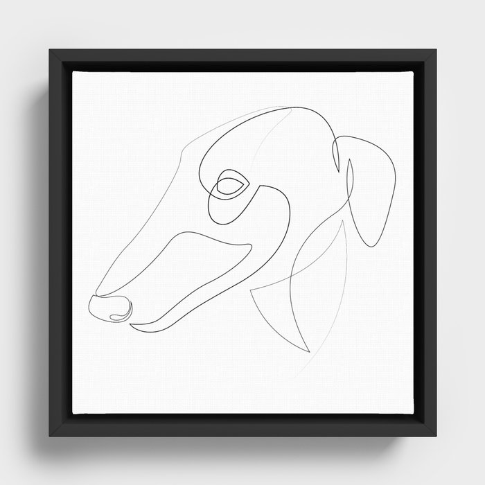 Greyhound - one line drawing Framed Canvas