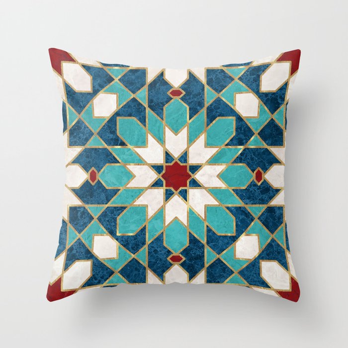 Multicolored Marble Moroccan Mosaic Throw Pillow