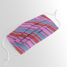 [ Thumbnail: Orchid, Red & Blue Colored Lined/Striped Pattern Face Mask ]