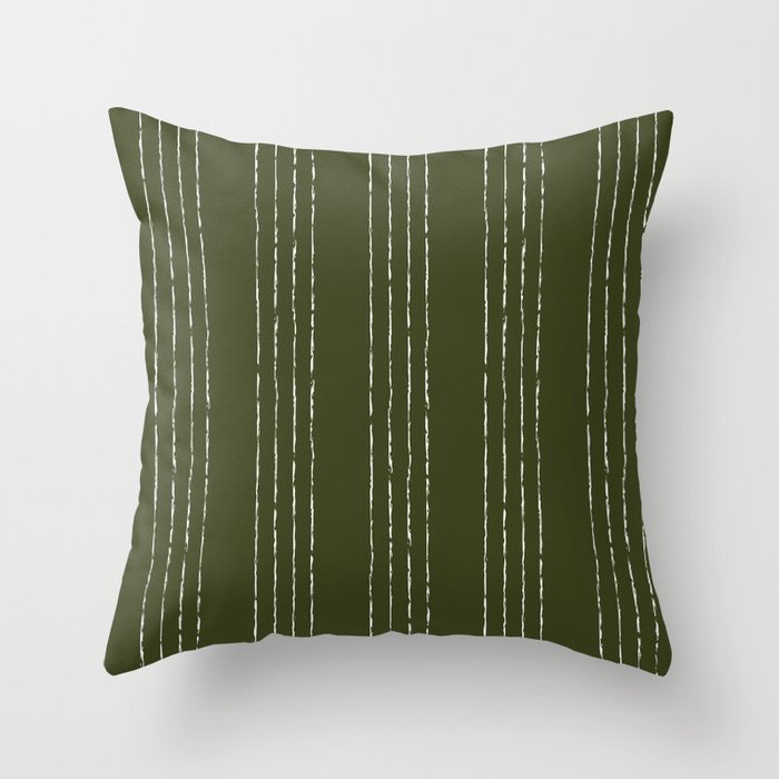 Lines #5 (Olive Green) Throw Pillow