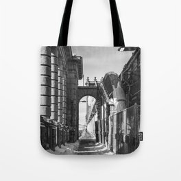 Manhattan Bridge Winter | Black and White Photography Tote Bag