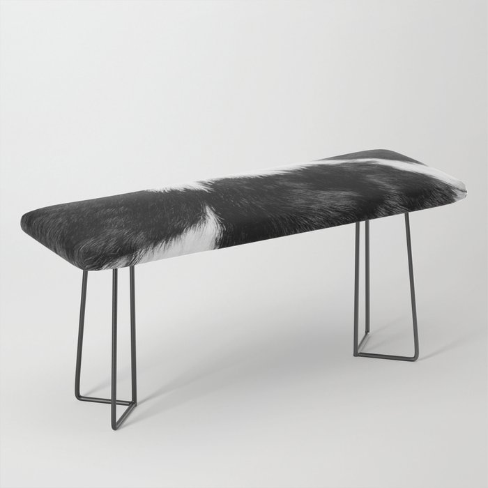Farmhouse Cowhide in Black and White Bench