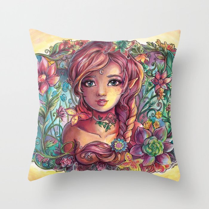Spring Young Fairy Throw Pillow