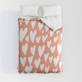 Valentines day hearts explosion - coral Comforter