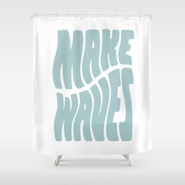Make Waves Seafoam Blue Shower Curtain