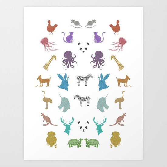 Glitter Animals B Art Print