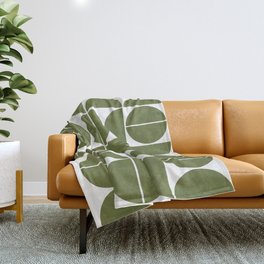Mid Century Modern Geometric 04 Olive Green Throw Blanket